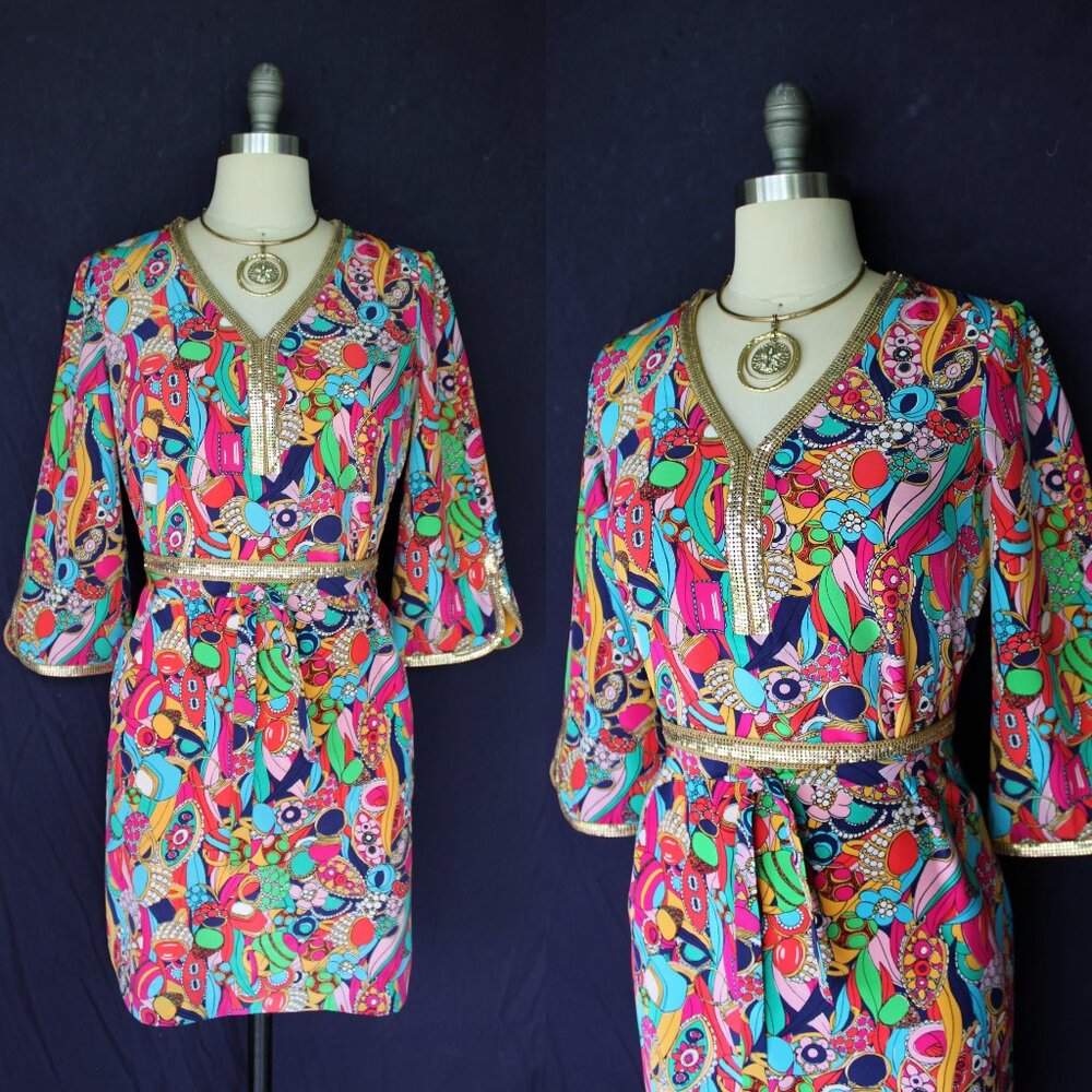 Lilly Pulitzer Shannon dress Bling My Chimes silk caftan kimono tunic dress 4